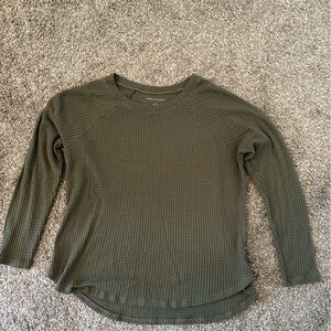 American Eagle long sleeve green waffle tee size small
